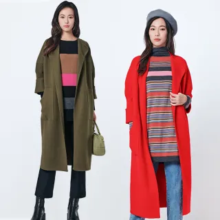 厚實感針織圓領直條紋拼接長袖絨毛針織上衣(黑.紅XL-5L)-X210熊衣褲語 歷史價格詳細信息