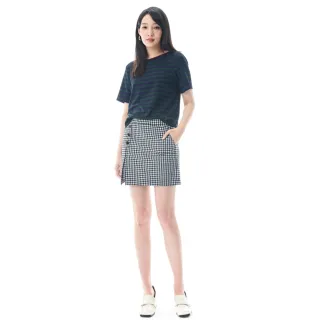 【KeyWear 奇威名品】格紋蕾絲小花刺繡拼接上衣 歷史價格詳細信息