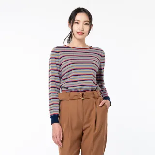 【KeyWear 奇威名品】針織條紋跳色無袖上衣 歷史價格詳細信息
