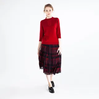 【KeyWear 奇威名品】紅色格紋雙排釦長大衣 歷史價格詳細信息