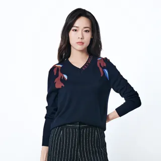 【KeyWear 奇威名品】幾何多彩引塔夏短袖針織上衣 歷史價格詳細信息