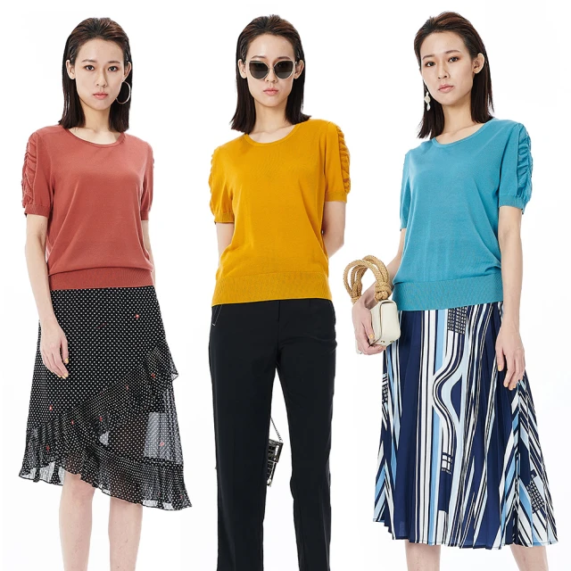 【KeyWear 奇威名品】親膚愛心短袖針織上衣 歷史價格詳細信息