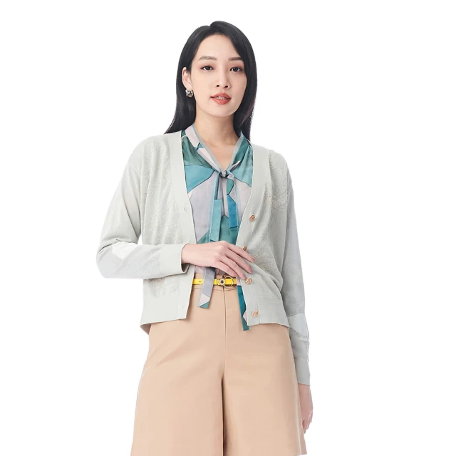 【KeyWear 奇威名品】荷葉領花卉配色長袖上衣 歷史價格詳細信息