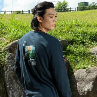 【JEEP】男裝 吉普車圖騰印花休閒長袖T恤(藍色) 歷史價格詳細信息