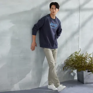 【JEEP】男裝 簡約品牌LOGO刷毛長袖大學T(黑色) 歷史價格詳細信息