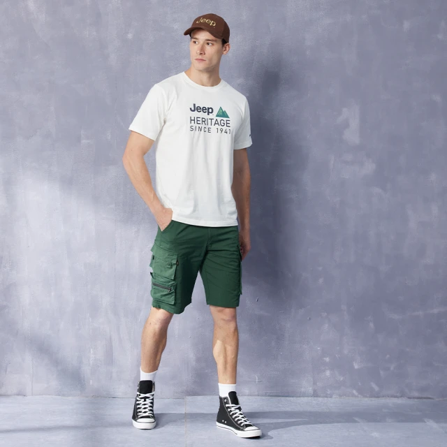 【JEEP】男裝 COOL MAX透氣口袋工作短褲(綠色) 歷史價格詳細信息