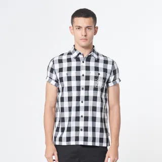 【JEEP】男裝 休閒百搭格紋短袖襯衫(藍) 歷史價格詳細信息