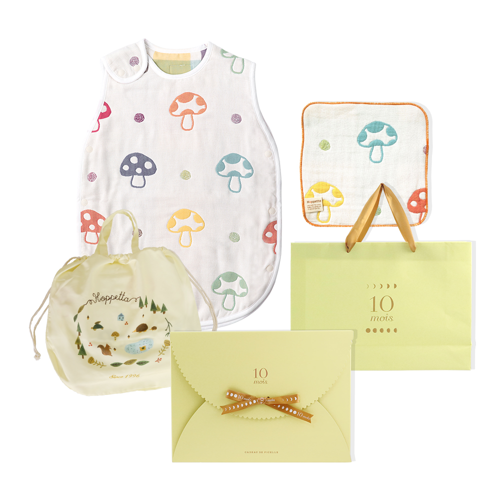 【Hoppetta】六層紗蘑菇防踢背心束口袋彌月禮盒組(momo限定) 價格比較,價格查詢,歷史價格詳細信息