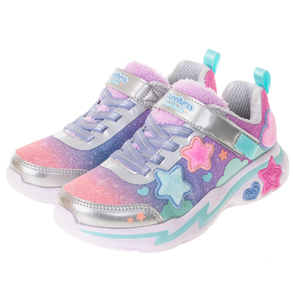SKECHERS SNUGGLE SNEAKS 魔鬼氈 毛茸茸 運動鞋 中童 銀粉 R8558 (302216LSMLT 歷史價格詳細信息