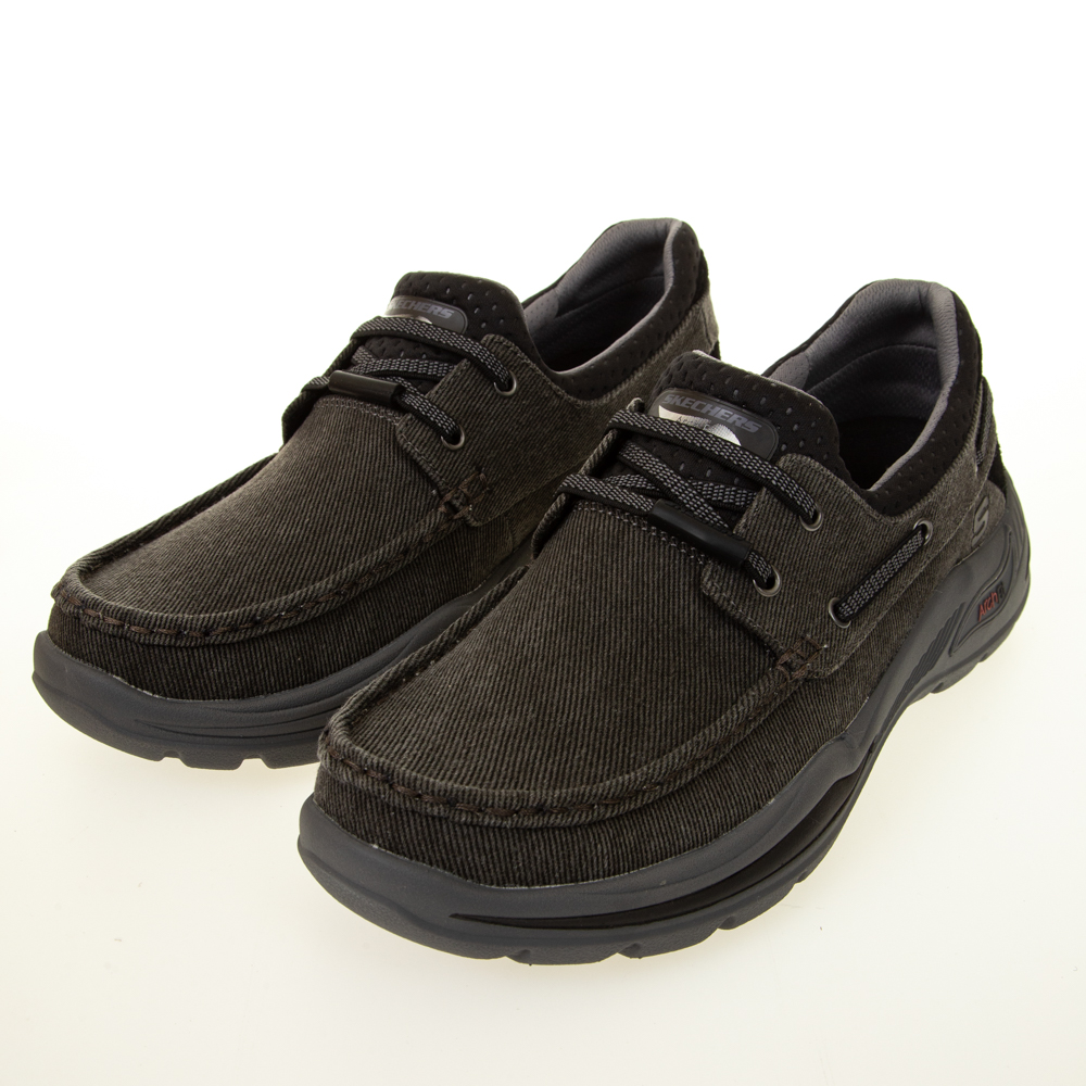 Skechers Arch Fit Motley [205203NVY] 男 休閒鞋 帆船鞋 套入款 馬克縫 帆布 深藍 歷史價格詳細信息