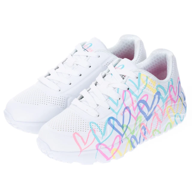 SKECHERS UNO系列 皮面 魔鬼氈 運動鞋 中大童 全白 NO.R5987 歷史價格詳細信息