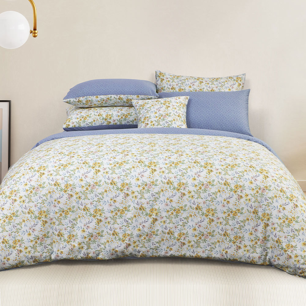 【Tonia Nicole 東妮寢飾】100%精梳棉兩用被床包組-碧藍花信(特大) 歷史價格詳細信息