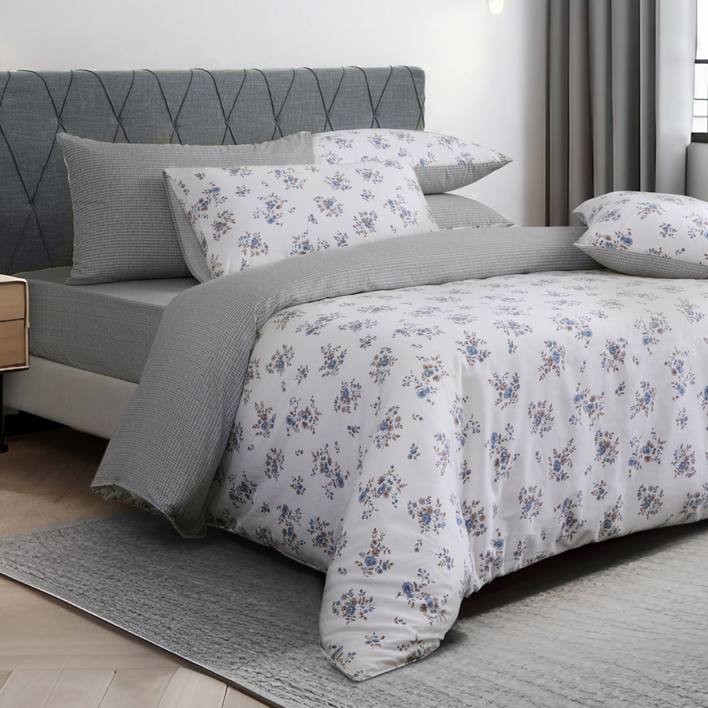 【Tonia Nicole 東妮寢飾】100%精梳棉兩用被床包組-碧藍花信(特大) 歷史價格詳細信息