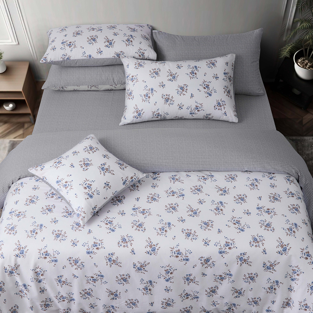 【Tonia Nicole 東妮寢飾】100%精梳棉兩用被床包組-碧藍花信(特大) 歷史價格詳細信息