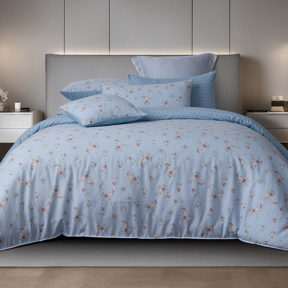 【Tonia Nicole 東妮寢飾】100%精梳棉兩用被床包組-碧藍花信(特大) 歷史價格詳細信息