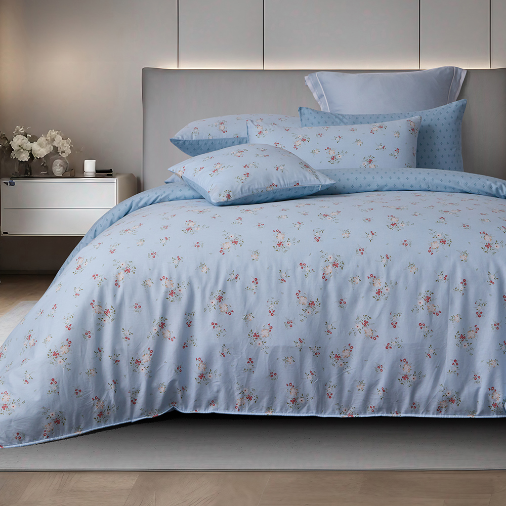 【Tonia Nicole 東妮寢飾】100%精梳棉兩用被床包組-碧藍花信(特大) 歷史價格詳細信息