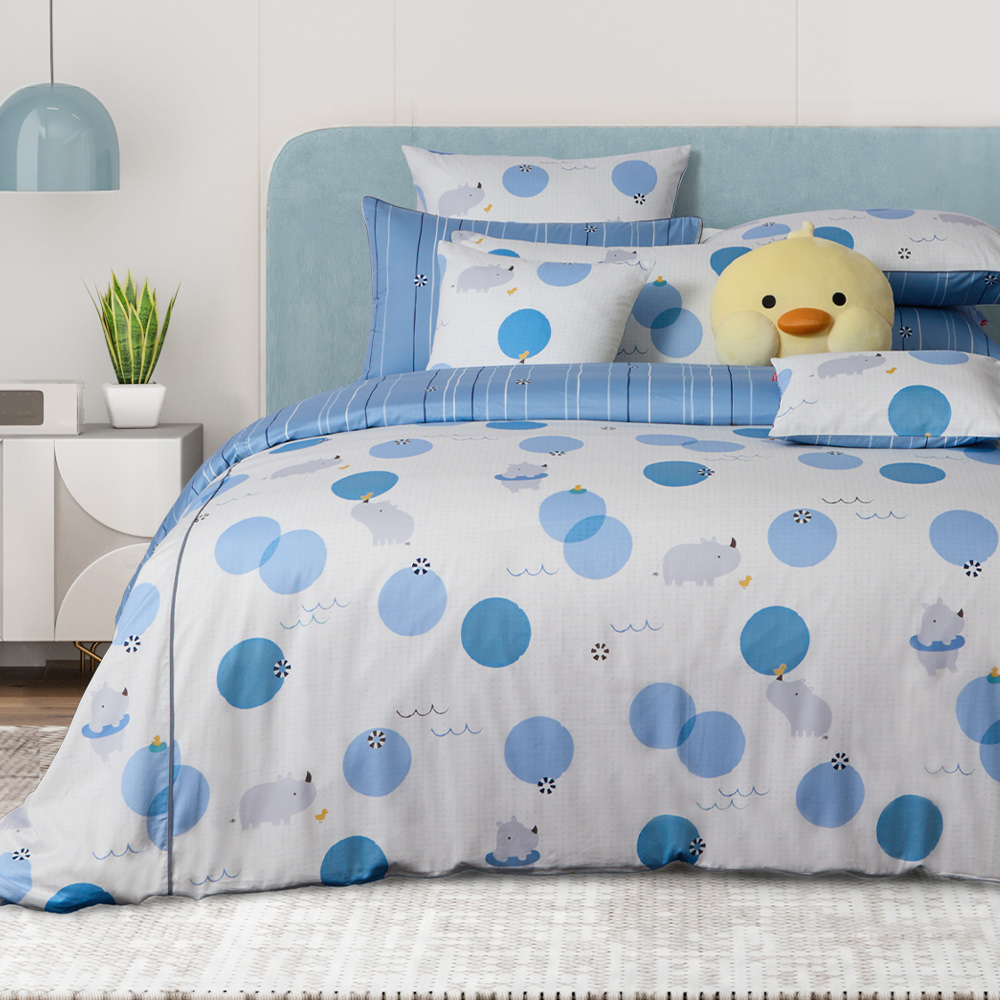 【La mode】活動品-環保印染100%精梳棉兩用被床包組-動物奇遇記+刺蝟球球兩用抱枕毯(雙人) 歷史價格詳細信息