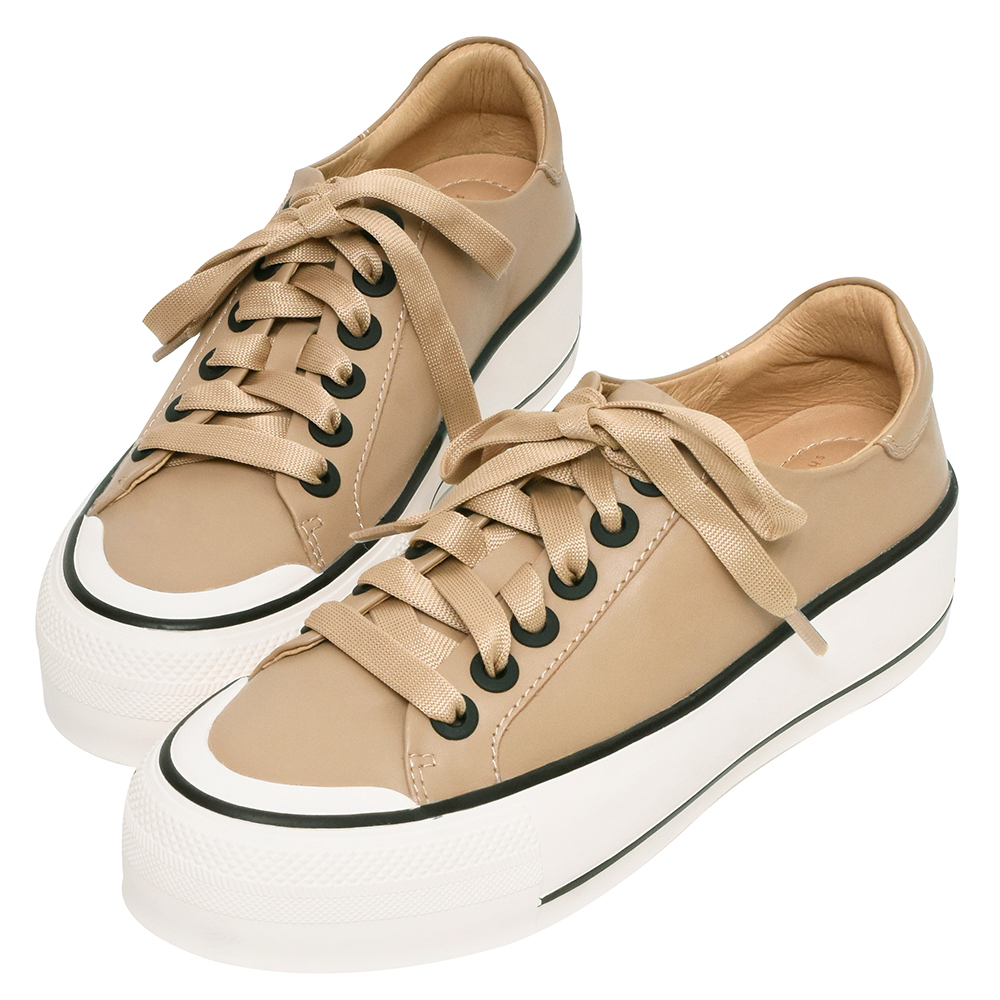 【Ann’S】活力販賣機-全真皮牛皮綁帶積木厚底小白鞋-4cm(黃) 歷史價格詳細信息