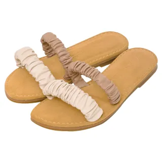 Ann’S水洗牛皮-寬腳板推薦舒適寬帶荔枝牛皮平底涼拖鞋-杏 歷史價格詳細信息