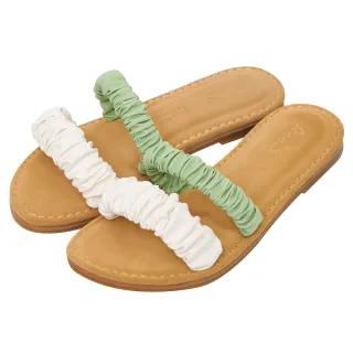 Ann’S水洗牛皮-寬腳板推薦舒適寬帶荔枝牛皮平底涼拖鞋-杏 歷史價格詳細信息