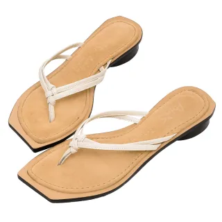 Ann’S水洗牛皮-小羊皮細帶夾腳歐美斜方頭涼拖鞋3cm-牛仔藍 歷史價格詳細信息