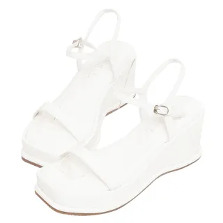 Ann’S美圖厚底系列-一字斜細帶方頭涼鞋-6cm-白 歷史價格詳細信息