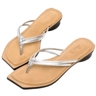 Ann’S水洗牛皮-小羊皮細帶夾腳歐美斜方頭涼拖鞋3cm-牛仔藍 歷史價格詳細信息