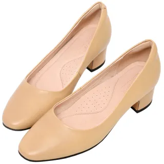 Ann’S素面通勤鞋-小羊皮全真皮杏仁楦粗跟包鞋-4cm-棕 歷史價格詳細信息