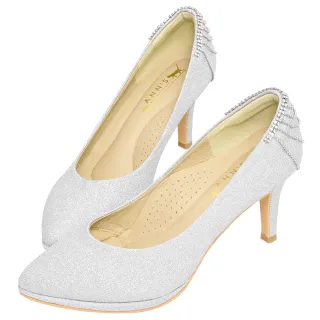 Ann’S魅力女神-繫帶鑽石流蘇防水台尖頭婚鞋-8cm-銀(版型偏小) 歷史價格詳細信息