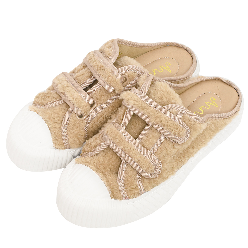 Ann’S幸福狗聯名-輕奢訂製毛茸茸鞋帶餅乾底休閒鞋-黑 歷史價格詳細信息