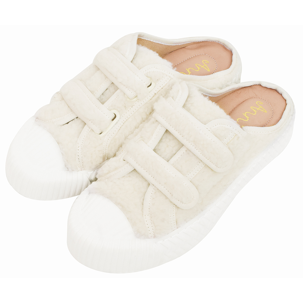 Ann’S幸福狗聯名-輕奢訂製毛茸茸鞋帶餅乾底休閒鞋-黑 歷史價格詳細信息