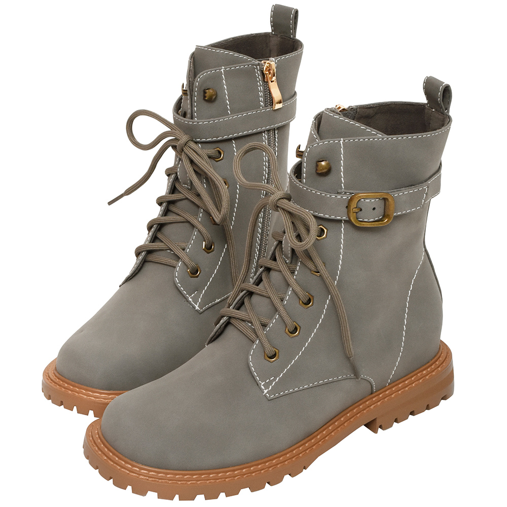 Ann’S小男孩系列-outdoore古銅扣帶霧面皮革內增高中筒短靴-深灰(版型偏小) 歷史價格詳細信息