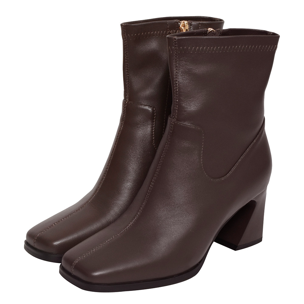 Ann’S纖瘦視覺-側V素面粗跟短靴-黑 歷史價格詳細信息