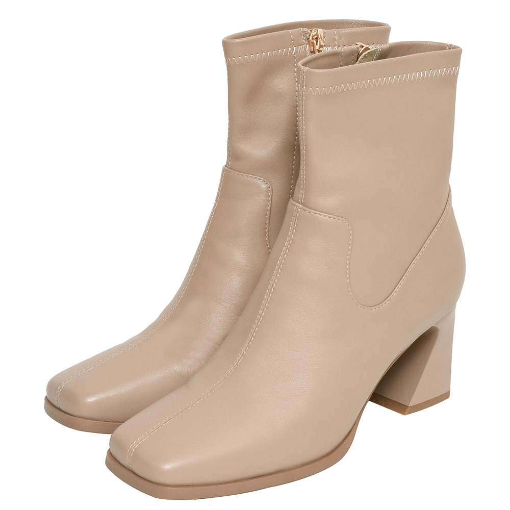 Ann’S纖瘦視覺-側V素面粗跟短靴-黑 歷史價格詳細信息