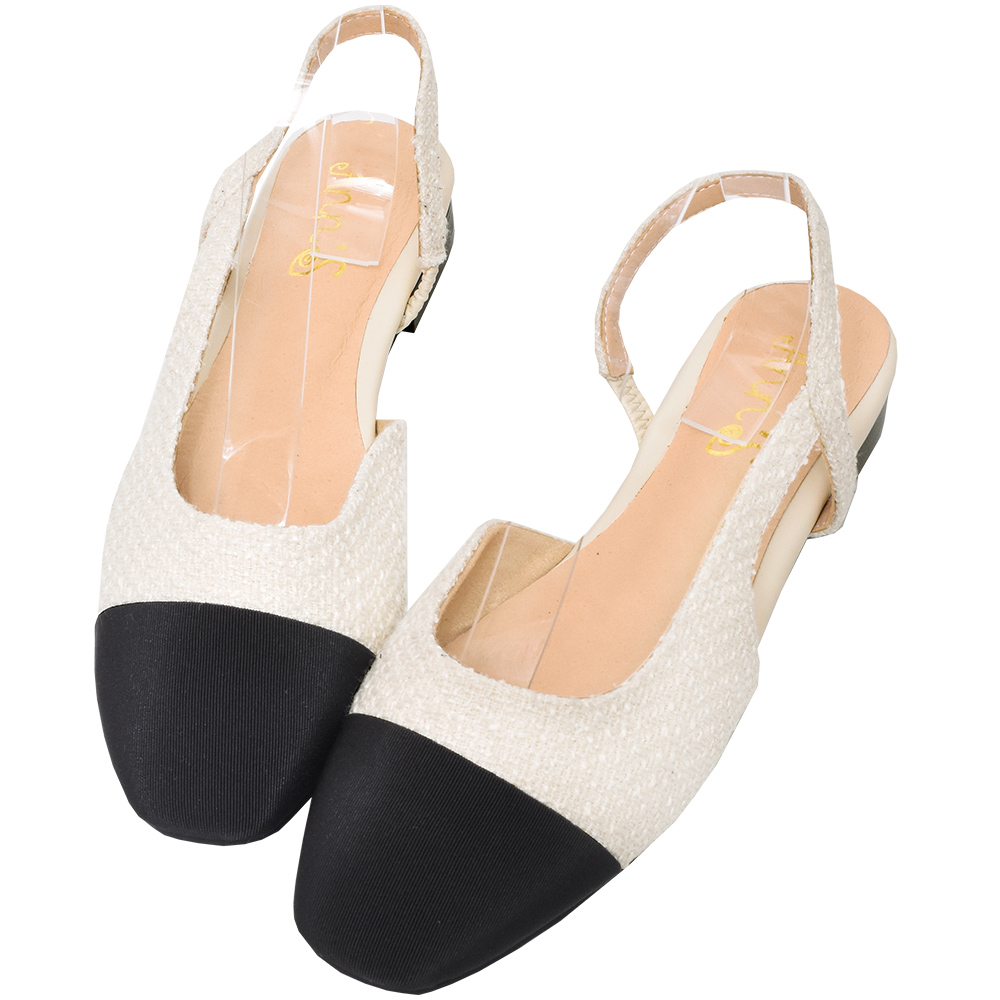 Ann’S顯腳小系列-拼接羊皮真皮小香風拉帶粗跟包鞋5cm-黑 歷史價格詳細信息