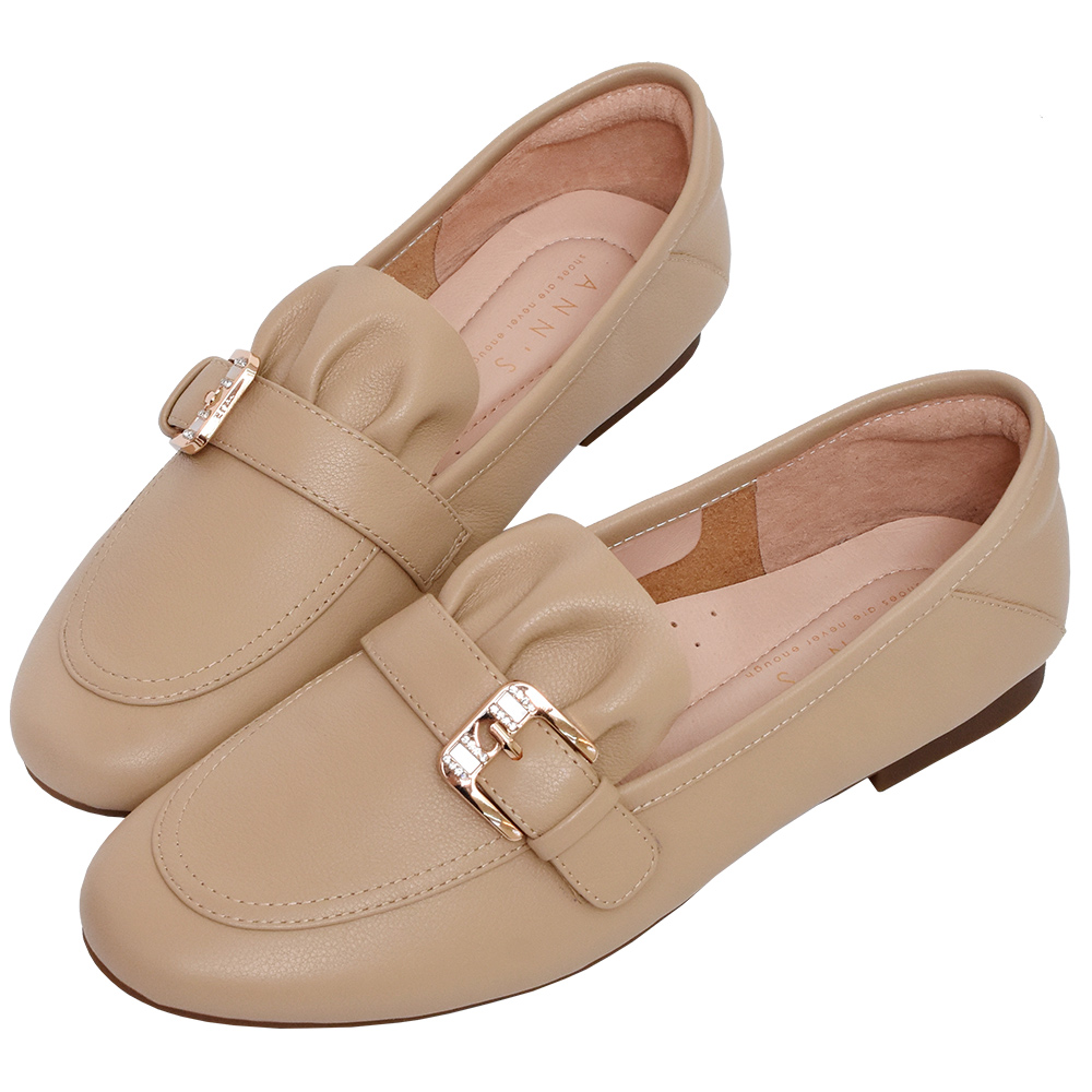 Ann’S水洗牛皮-甜美扭結寬版平底涼鞋-黑 歷史價格詳細信息