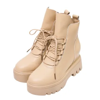 Ann’S魔術視覺矯正!內增高真皮綁帶厚底短靴5cm-黑(版型偏小) 歷史價格詳細信息