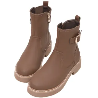 Ann’S倫敦愛情-前低側V素面粗跟短靴 -棕 歷史價格詳細信息