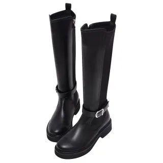 Ann’S直腿濾鏡-前高後低頂級牛皮真皮及膝長靴4cm-黑 歷史價格詳細信息