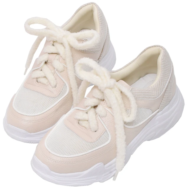 Ann’S魔術第四代-雙色鞋帶超輕量全真皮老爹鞋5.5cm-杏白 歷史價格詳細信息