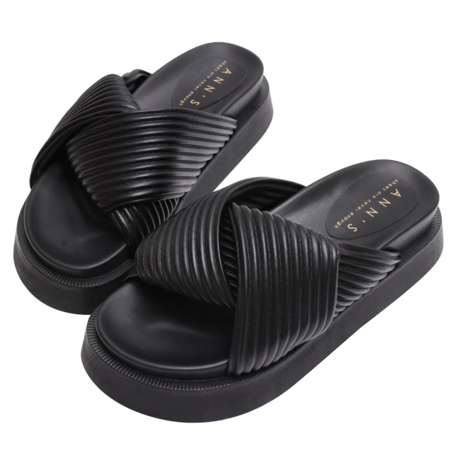 【Ann’S】二代彈力厚底Plus+質感抓皺皮革可兩穿結涼拖鞋5cm(米白) 歷史價格詳細信息