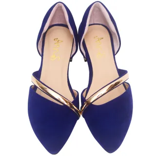 Ann’S名媛氣質-金色斜帶側空尖頭鞋 粉 歷史價格詳細信息