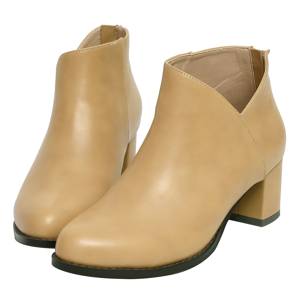 Ann’S纖瘦視覺-側V素面粗跟短靴-黑 歷史價格詳細信息