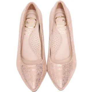 Ann’S名媛氣質-金色斜帶側空尖頭鞋 粉 歷史價格詳細信息