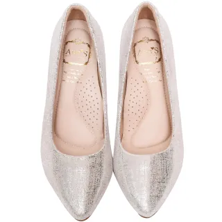 Ann’S名媛氣質-金色斜帶側空尖頭鞋 粉 歷史價格詳細信息