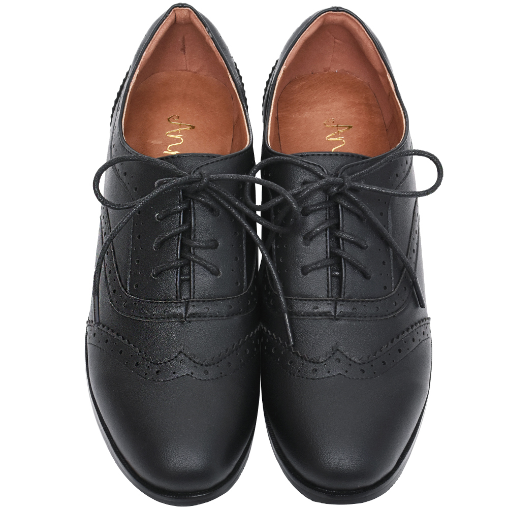 Ann’S好清潔荔枝紋皮革-素面小方頭平底紳士鞋-黑(版型偏小) 歷史價格詳細信息