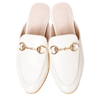 Ann’S質感真小羊皮不破內裡金釦穆勒鞋-米白 歷史價格詳細信息