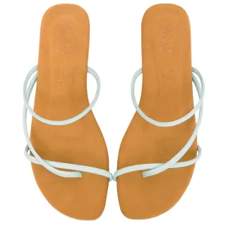 Ann’S水洗牛皮-小羊皮細帶夾腳歐美斜方頭涼拖鞋3cm-牛仔藍 歷史價格詳細信息