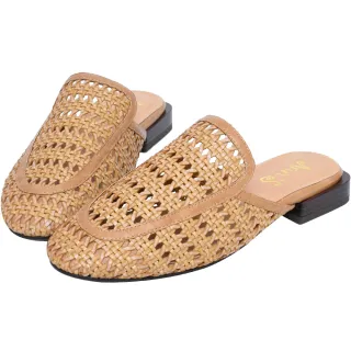 Ann’S度假的時尚感-編織素面紮實方跟穆勒鞋-米白 歷史價格詳細信息