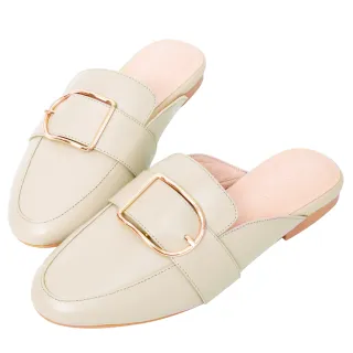 Ann’S質感真小羊皮不破內裡金釦穆勒鞋-米白 歷史價格詳細信息